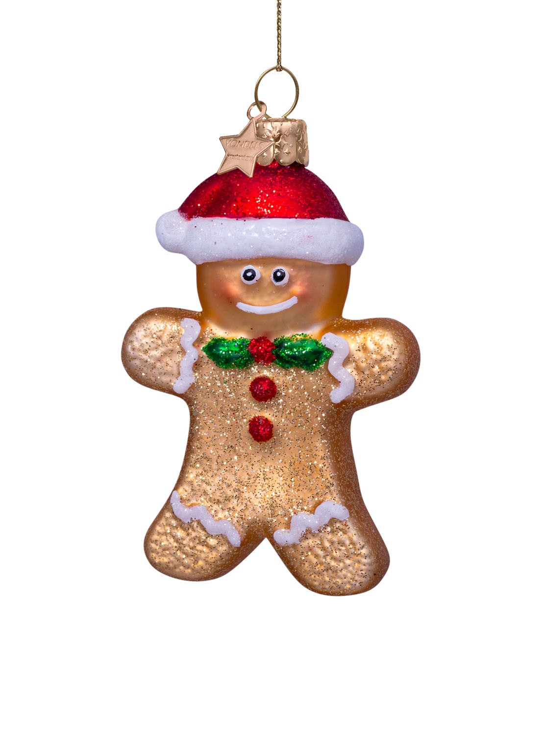Vondels Gingerbread Cookie kersthanger 8,5 cm - voorkant 5 goud