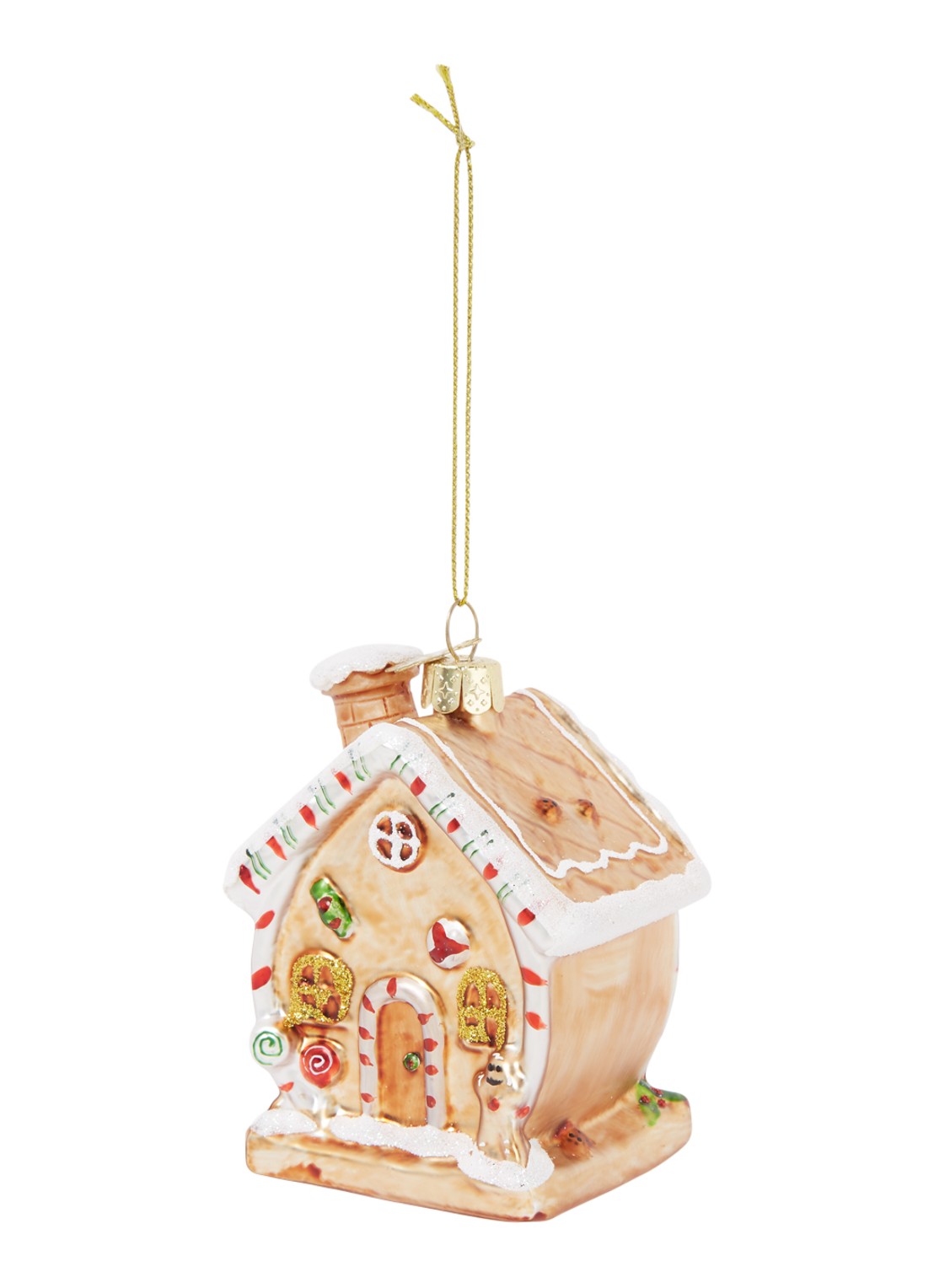 Vondels Gingerbread House kersthanger 9,5 cm - voorkant oranje