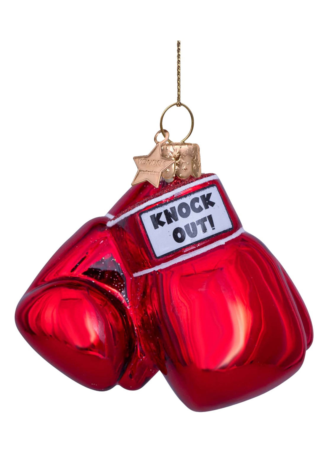 Vondels Glanzende Bokshandschoenen kersthanger 7 cm - voorkant 4 rood