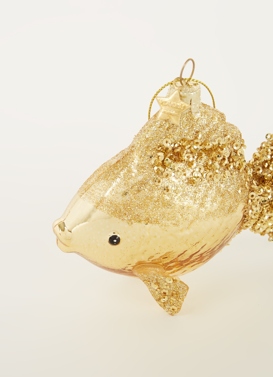Vondels Gold Fish kersthanger 10 cm - detail goud