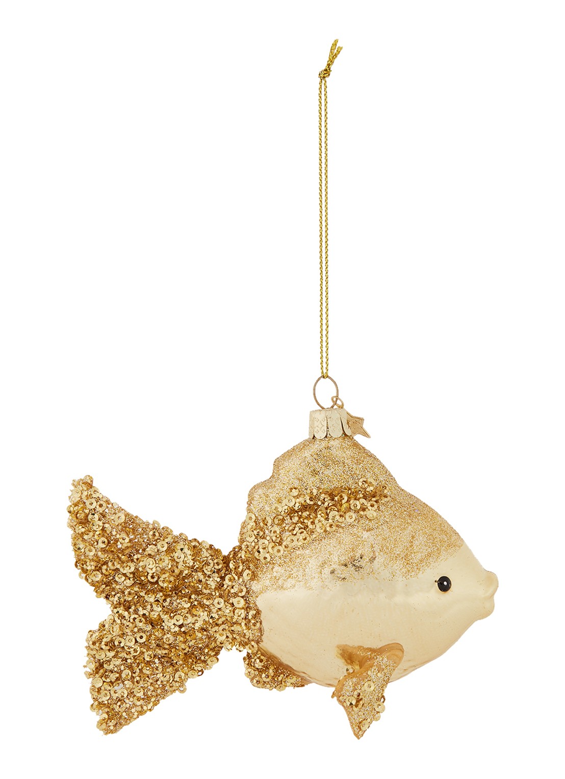 Vondels Gold Fish kersthanger 10 cm - voorkant 2 goud