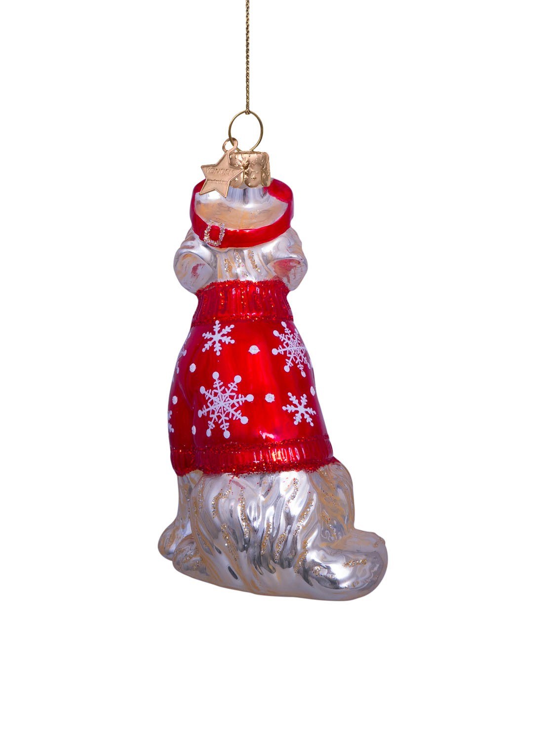 Vondels Golden retriever in ski outfit kersthanger 9,5 cm - detail 3 rood