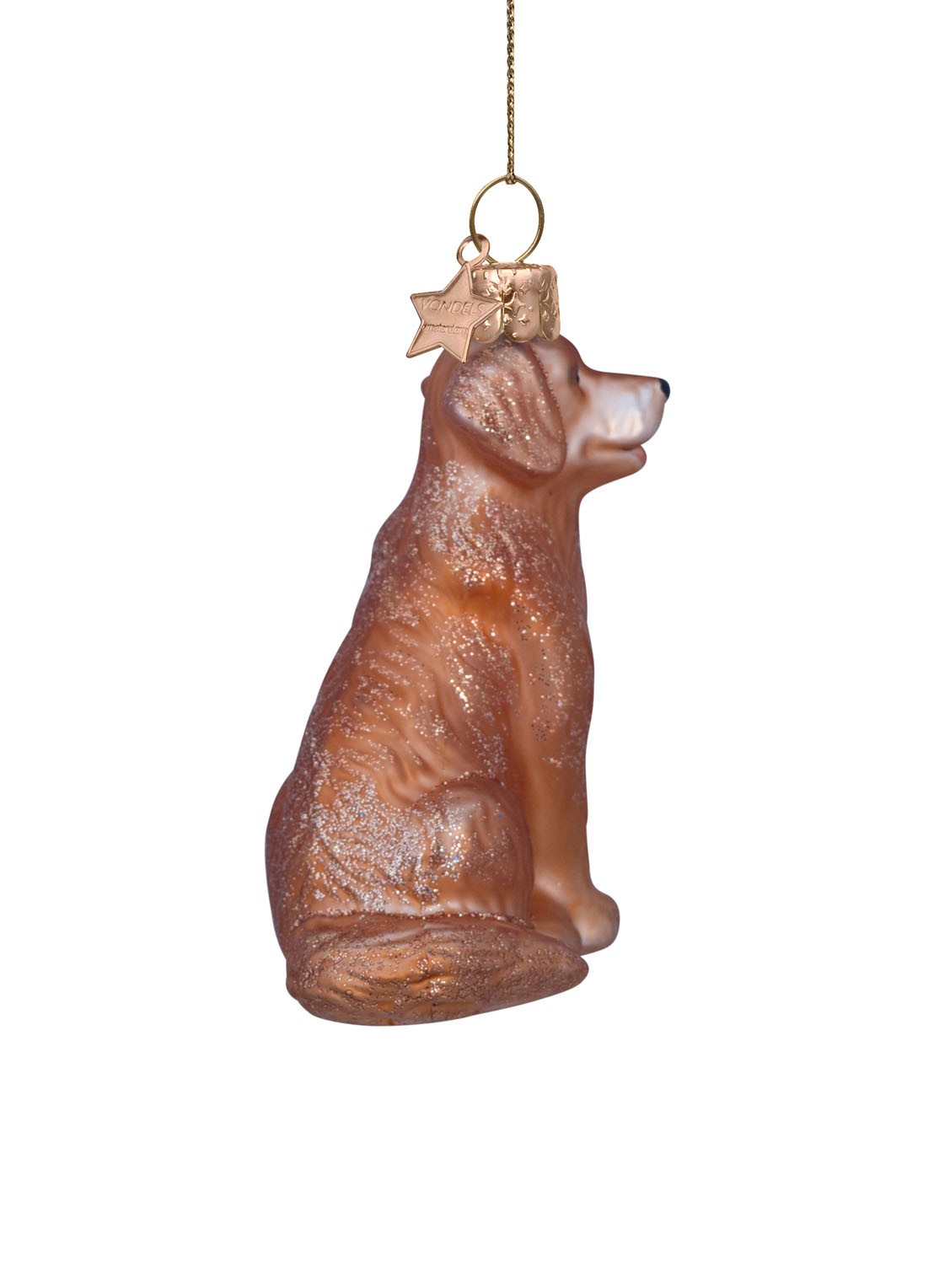 Vondels Golden Retriever kersthanger 9 cm - detail goud