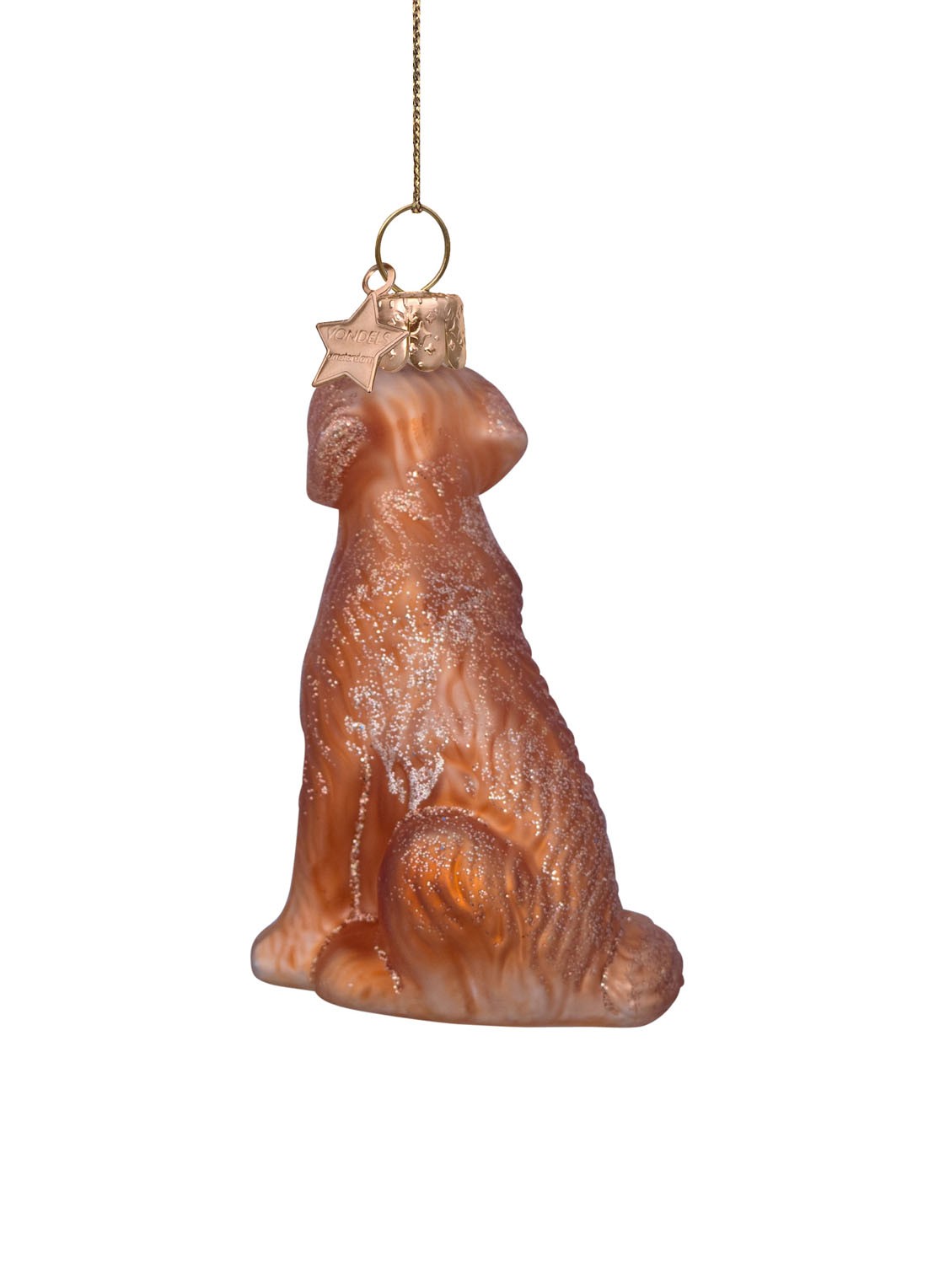 Vondels Golden Retriever kersthanger 9 cm - detail 2 goud