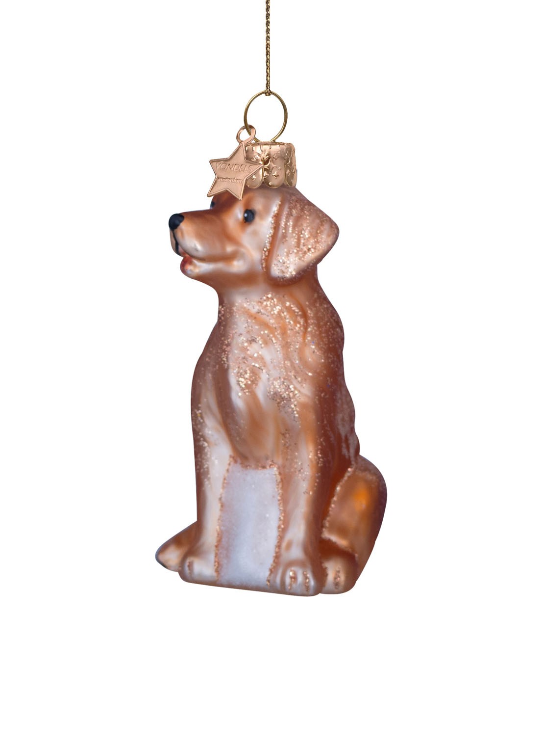 Vondels Golden Retriever kersthanger 9 cm - detail 3 goud