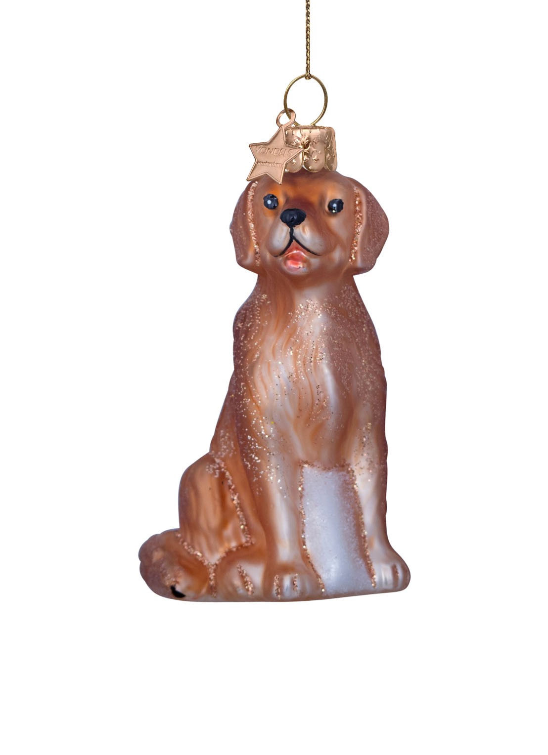 Vondels Golden Retriever kersthanger 9 cm - voorkant 4 goud