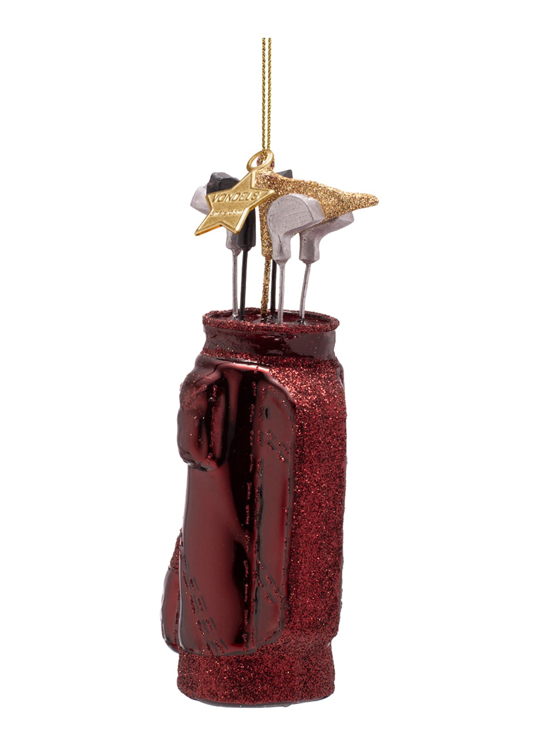 Vondels Golftas kersthanger 13 cm - detail bordeauxrood
