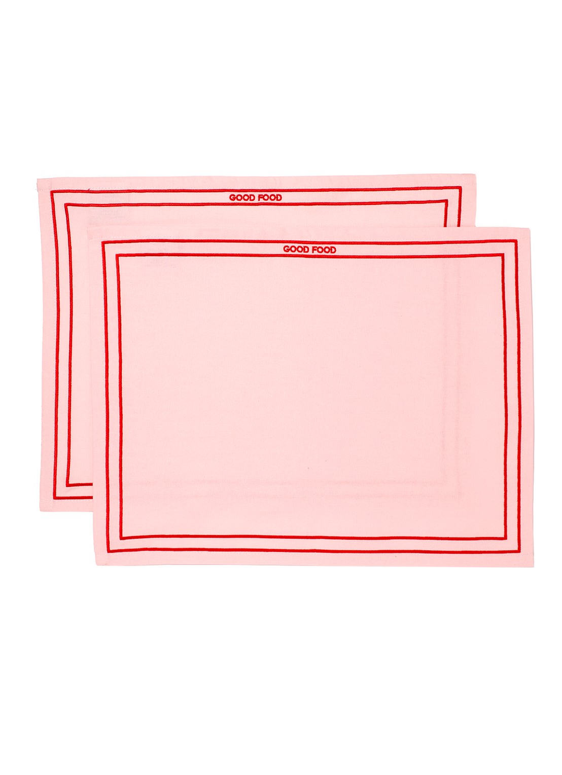 Vondels Good Food placemat 42 x 32 cm set van 2 - voorkant roze