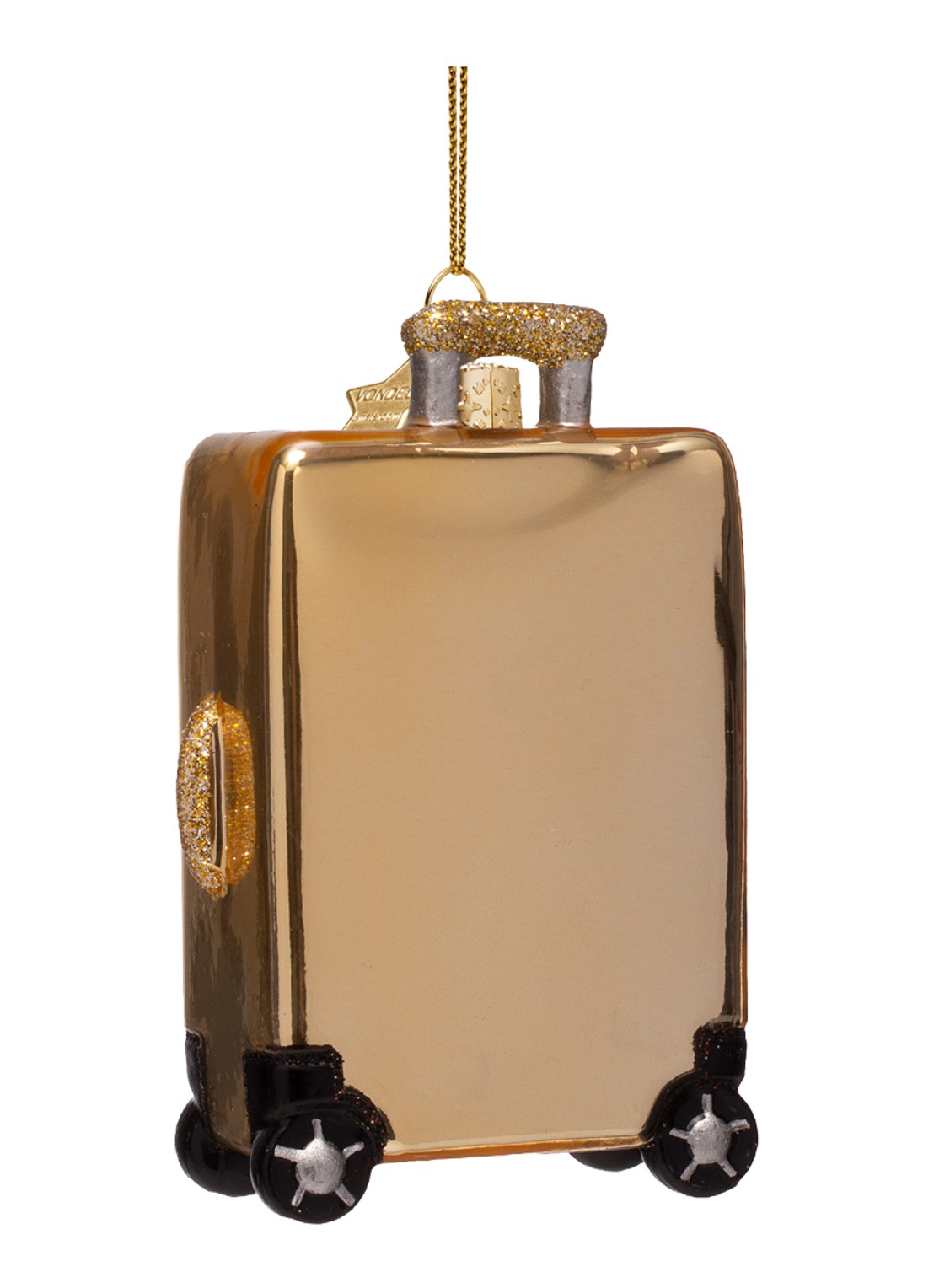 Vondels Gouden Koffer Met Stickers kersthanger 9,5cm - achterkant 3 goud