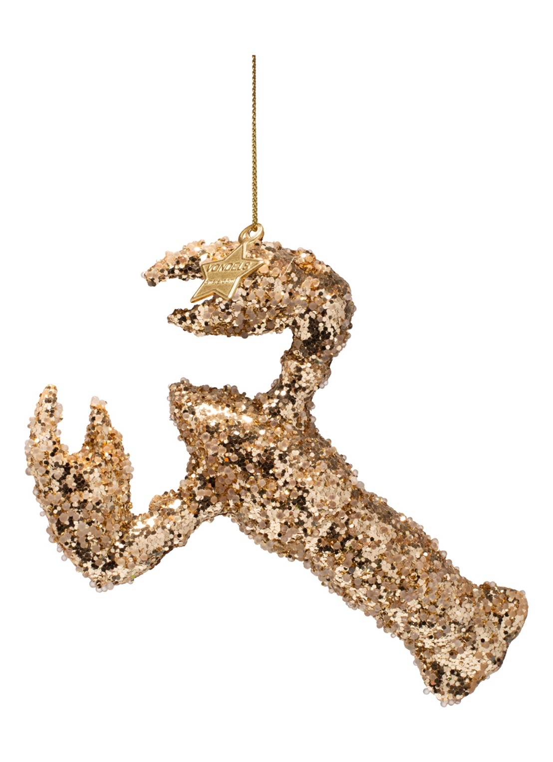 Vondels Gouden Kreeft kersthanger 13 cm - achterkant goud