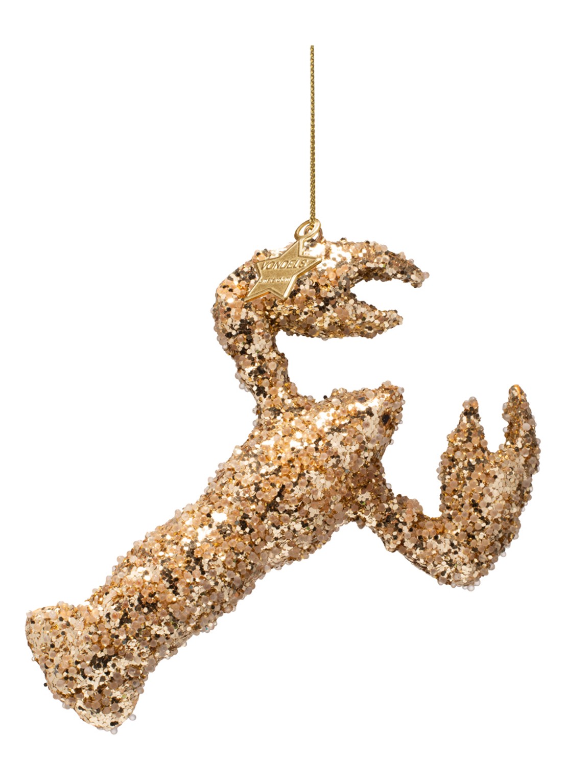 Vondels Gouden Kreeft kersthanger 13 cm - voorkant 2 goud
