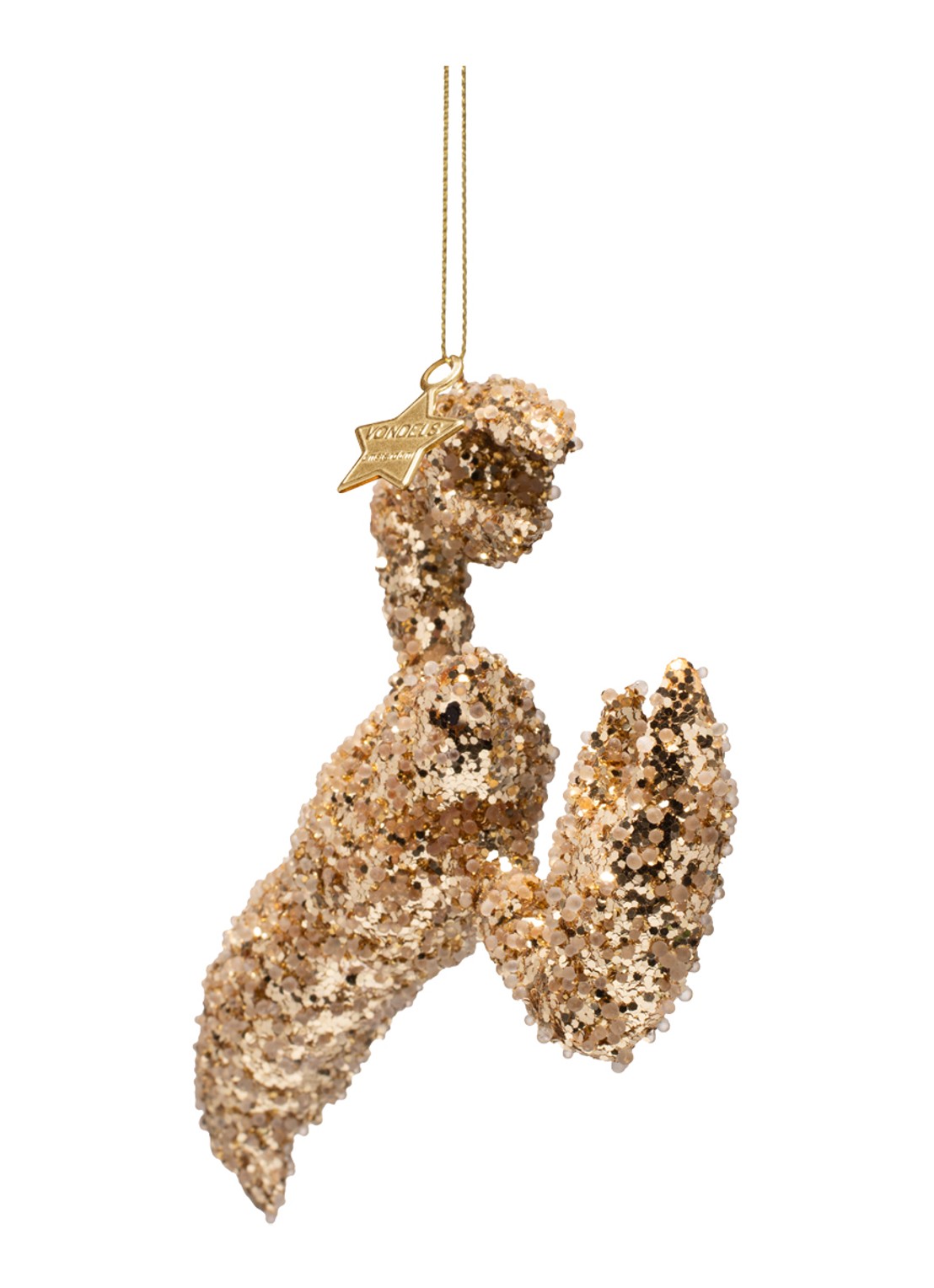 Vondels Gouden Kreeft kersthanger 13 cm - voorkant 3 goud