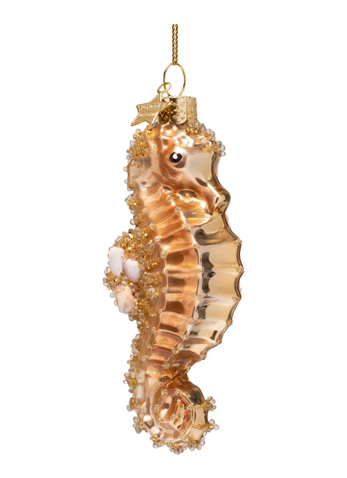 Vondels Gouden Zeepaard 14 cm - voorkant goud