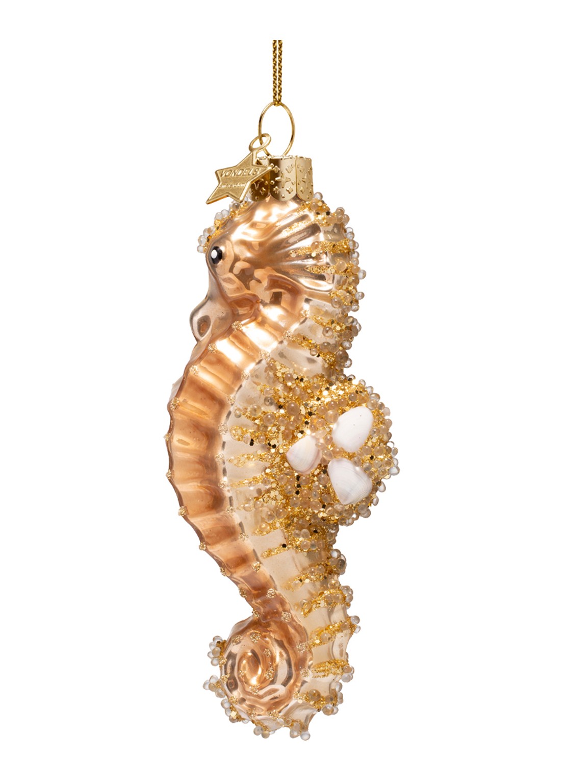 Vondels Gouden Zeepaard 14 cm - voorkant 2 goud