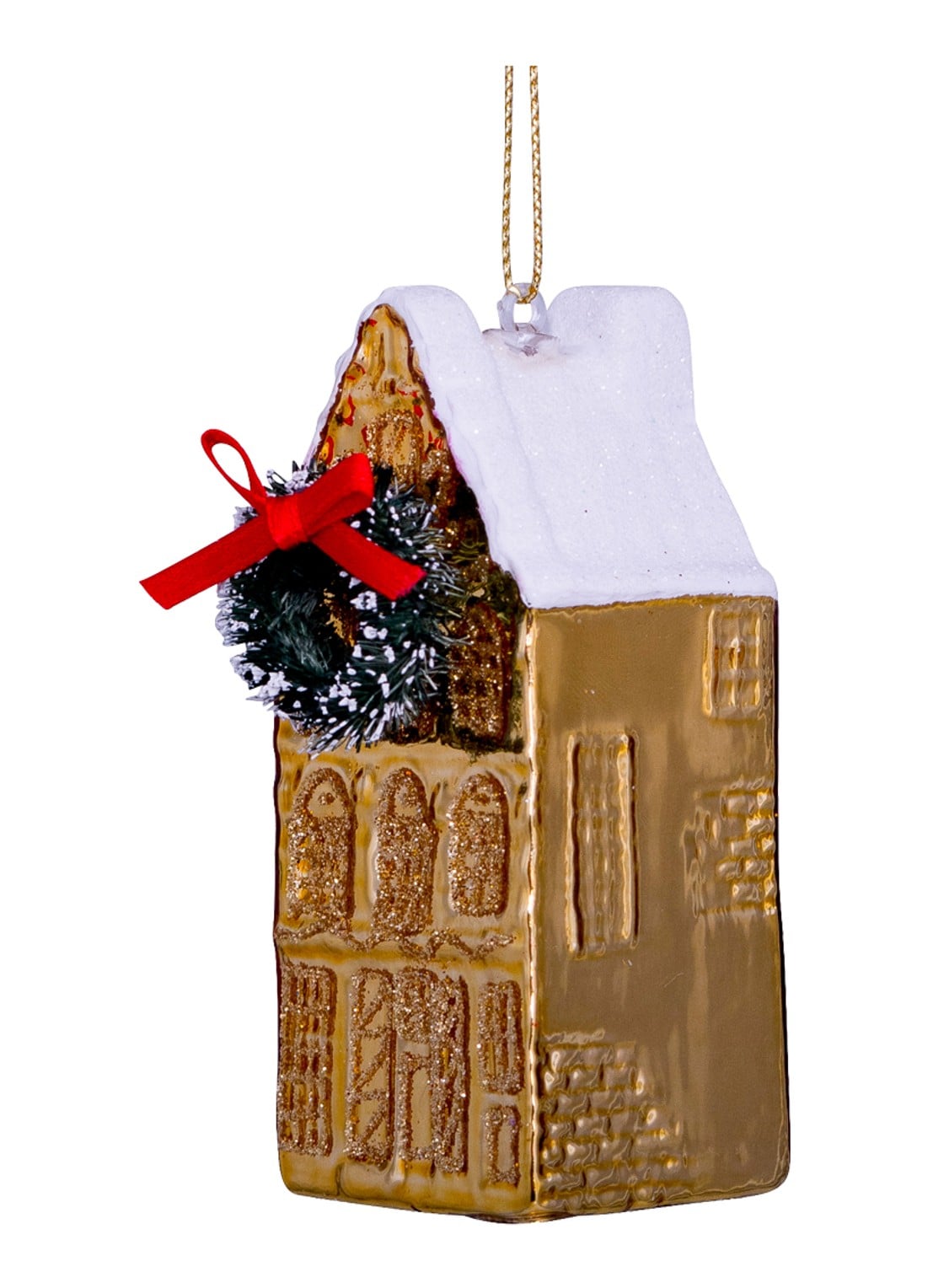 Vondels Grachtenwoning kersthanger 8,5 cm - detail goud
