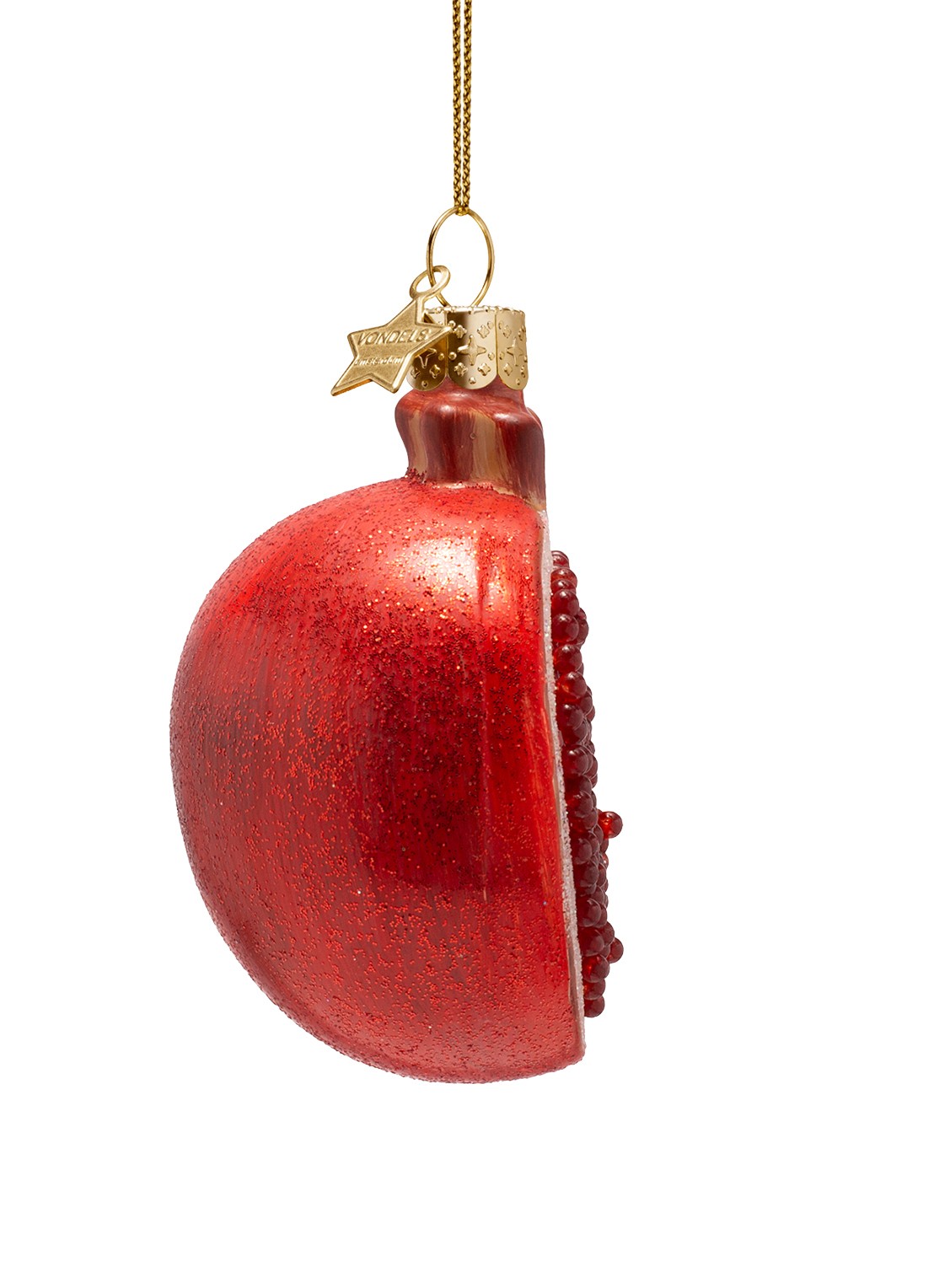Vondels Granaatappel kersthanger 8 cm - achterkant rood
