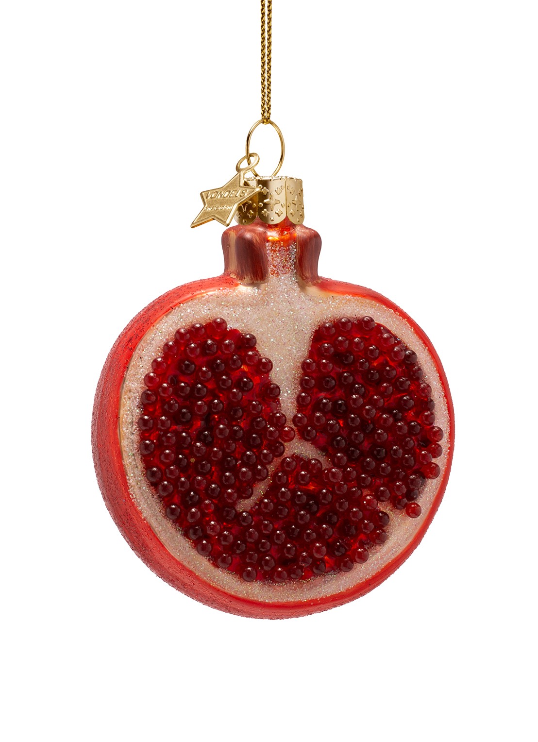 Vondels Granaatappel kersthanger 8 cm - voorkant 5 rood