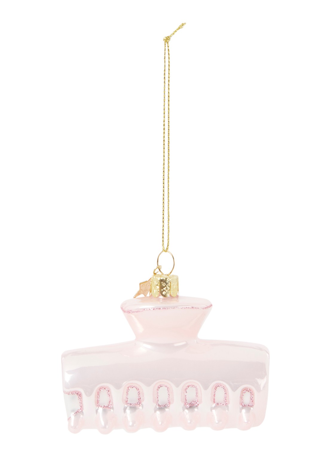Vondels Haar Clip kersthanger 7 cm - voorkant roze