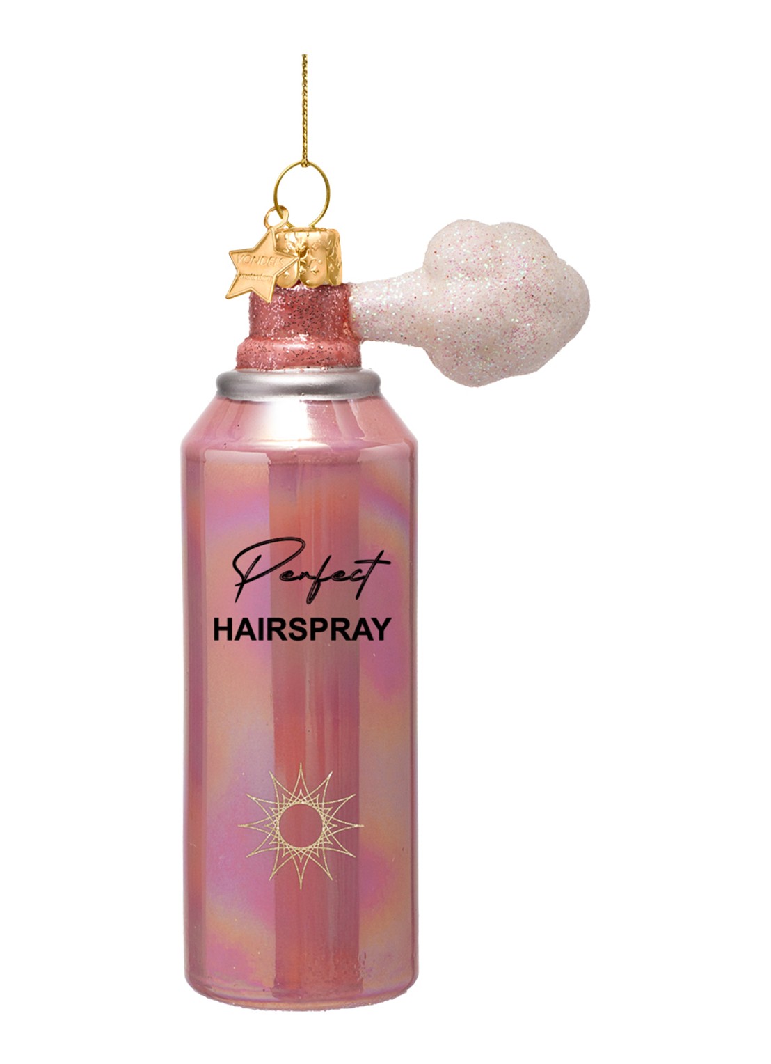 Vondels Haarspray kersthanger 11,5 cm - voorkant 2 roze