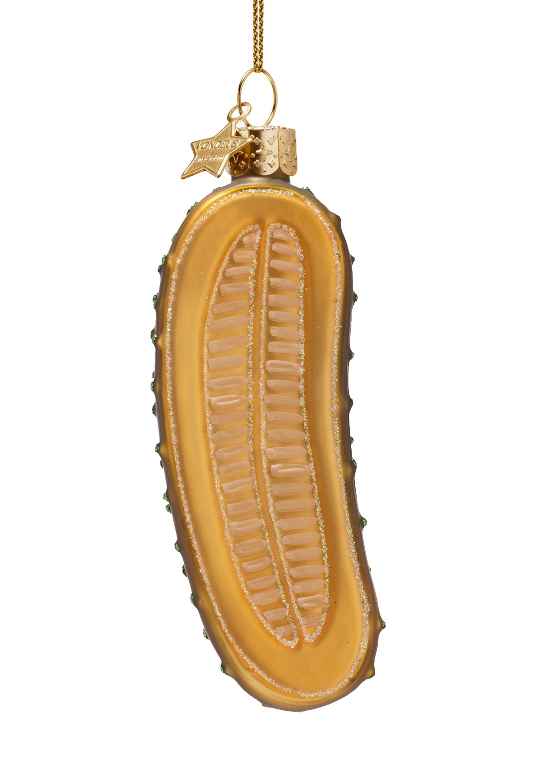 Vondels Halve Augurk kersthanger 10,5 cm - voorkant groen