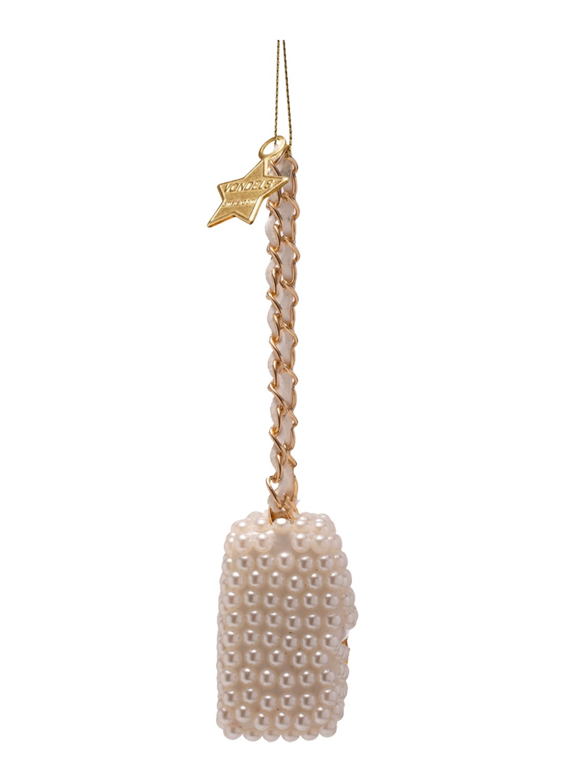 Vondels Handtas Met Pearls All Over kersthanger 6 cm - detail 5 wit