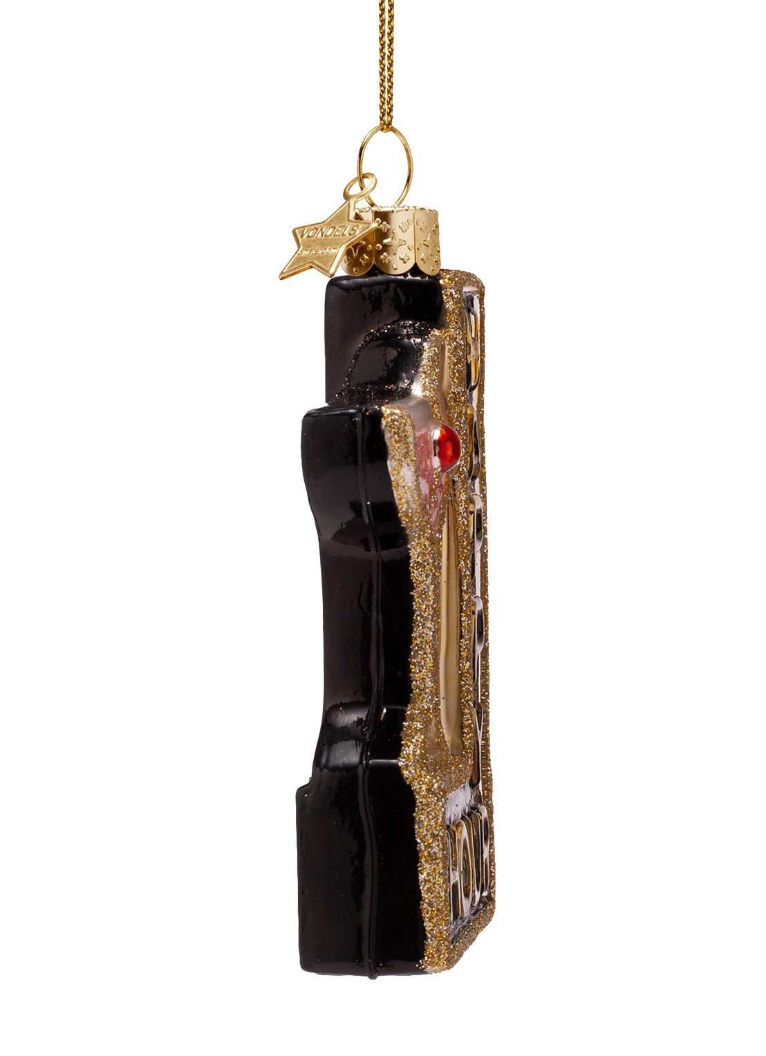Vondels happy hour bord kersthanger 10 cm - achterkant zwart