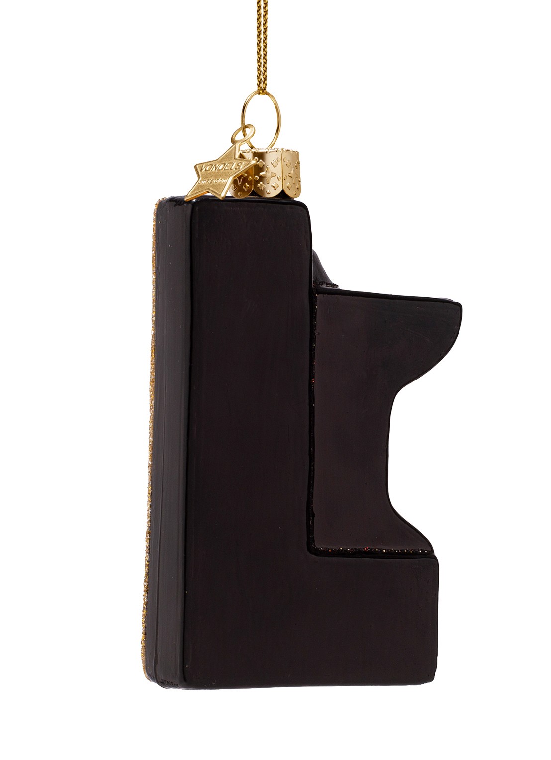 Vondels happy hour bord kersthanger 10 cm - detail 2 zwart