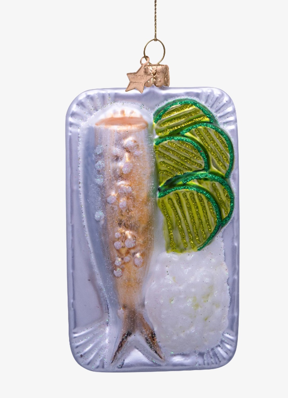 Vondels Haring met Augurk en Ui kersthanger 5 cm - voorkant groen