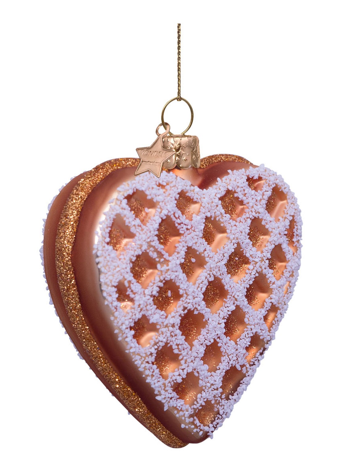 Vondels Hart wafel met ijs kersthanger 8,5 cm - detail 4 bruin