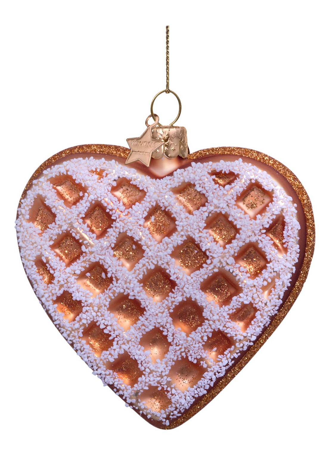 Vondels Hart wafel met ijs kersthanger 8,5 cm - detail 5 bruin