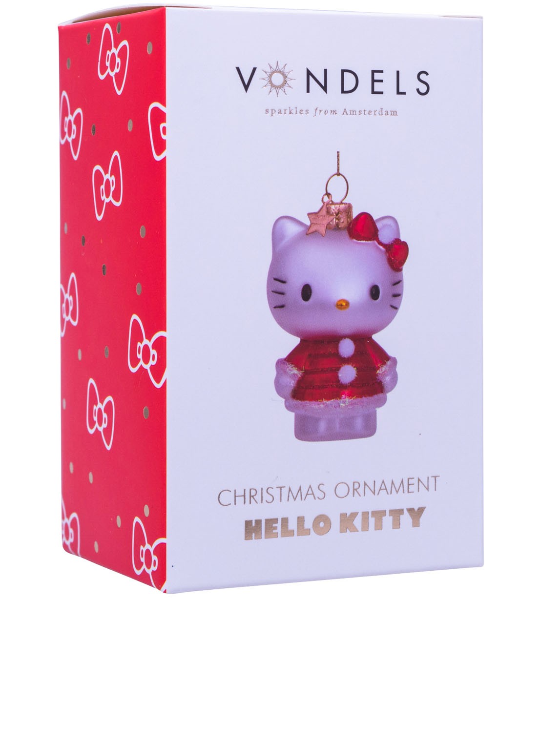 Vondels Hello Kitty in kerstjurk kersthanger 9 cm - detail 2 rood