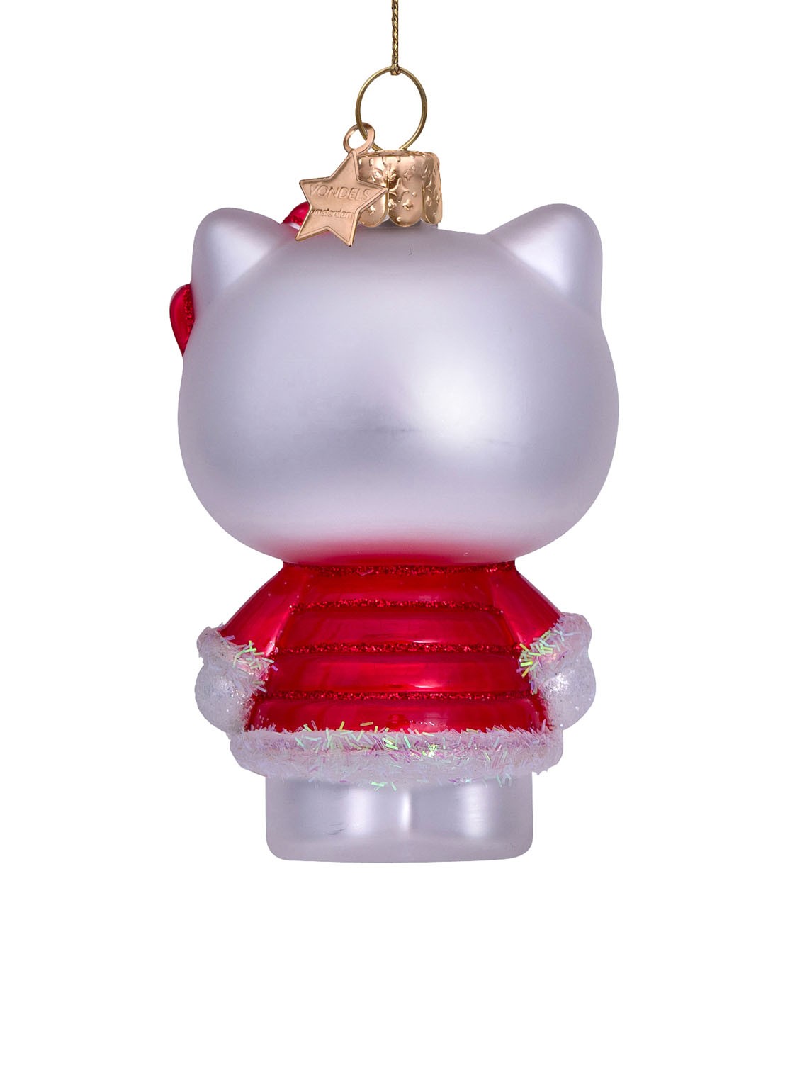 Vondels Hello Kitty in kerstjurk kersthanger 9 cm - detail 5 rood