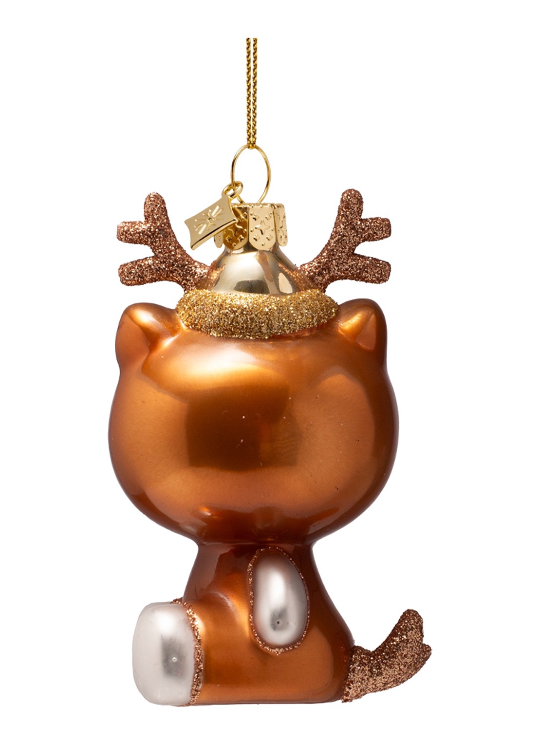 Vondels Hello Kitty in rendierpak kersthanger 9,5 cm - achterkant brons