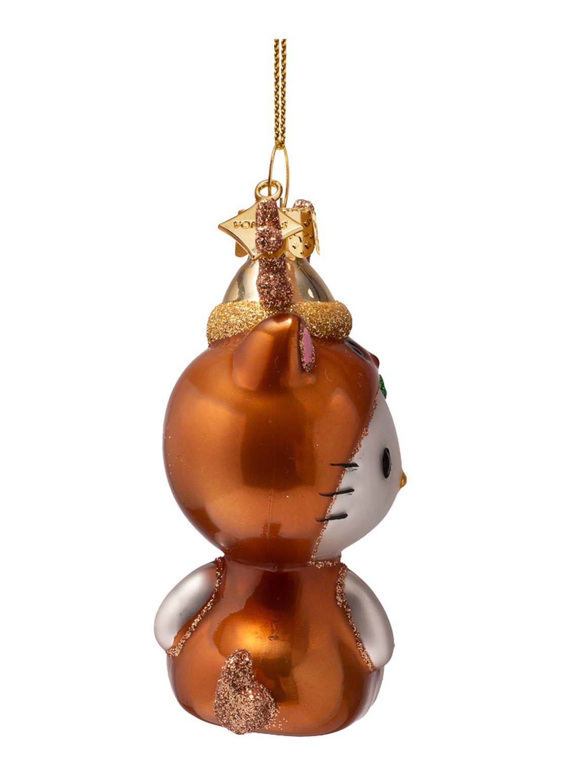 Vondels Hello Kitty in rendierpak kersthanger 9,5 cm - detail 2 brons