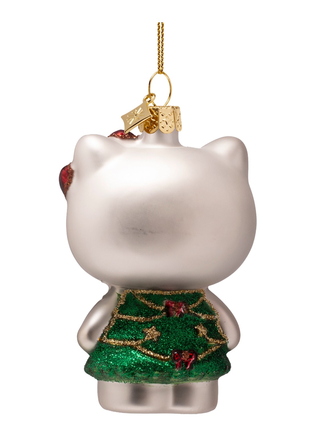 Vondels Hello Kitty kerstboom kersthanger 8,5 cm - achterkant 2 donkergroen