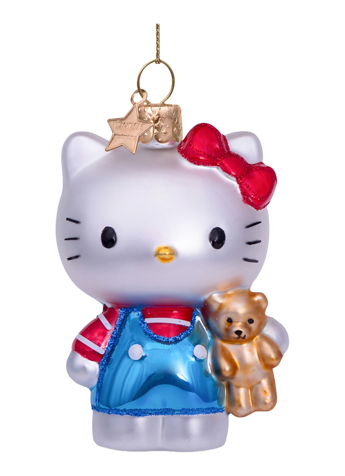 Vondels Hello Kitty kersthanger 9 cm - voorkant blauw