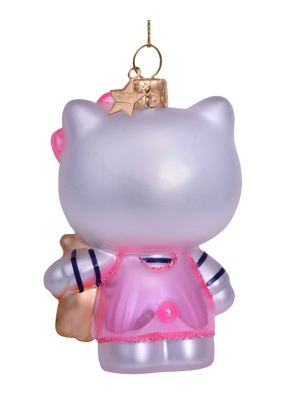 Vondels Hello Kitty met Beer kersthanger 9 cm - achterkant 4 roze