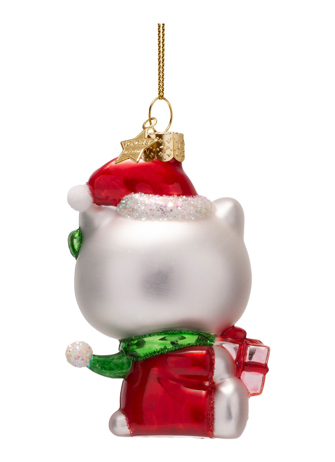 Vondels Hello Kitty met Cadeau kersthanger 9,5 cm - achterkant 4 rood