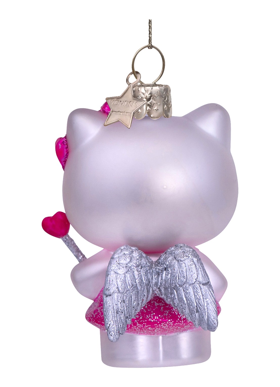 Vondels Hello Kitty met toverstaf kersthanger 9 cm - achterkant 5 roze