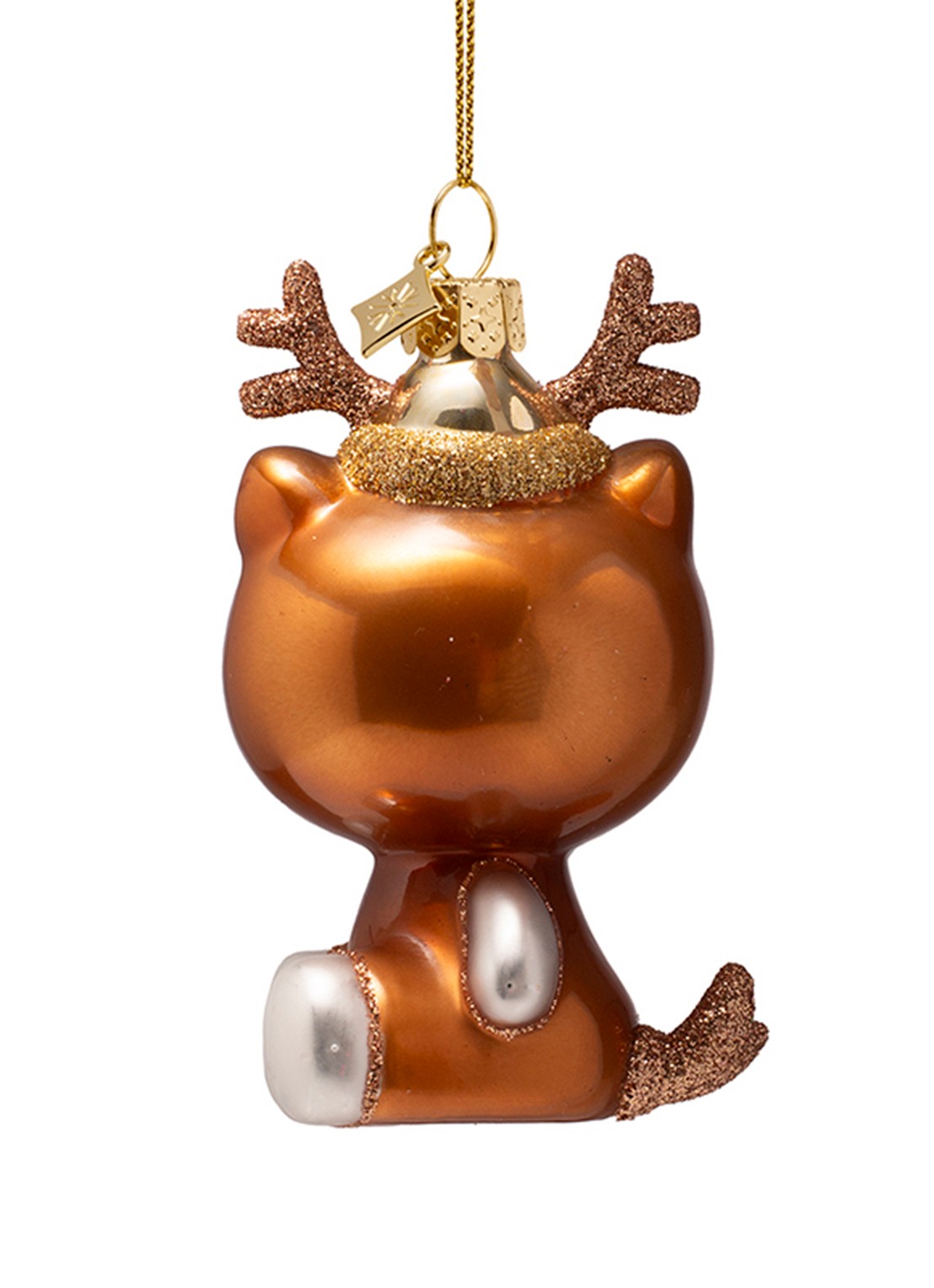 Vondels Hello Kitty Rendier kersthanger 9,5 cm - detail brons