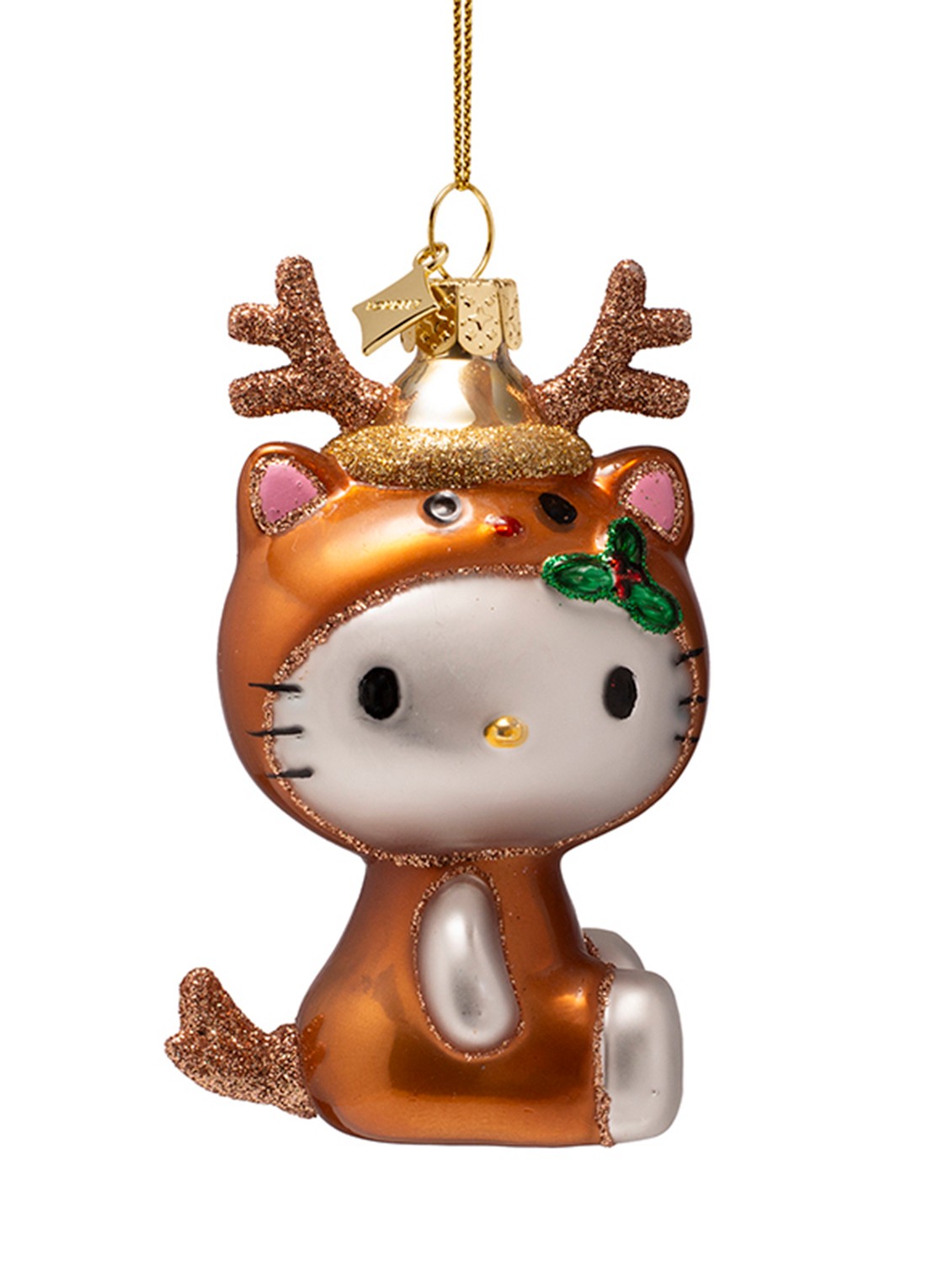 Vondels Hello Kitty Rendier kersthanger 9,5 cm - voorkant 3 brons