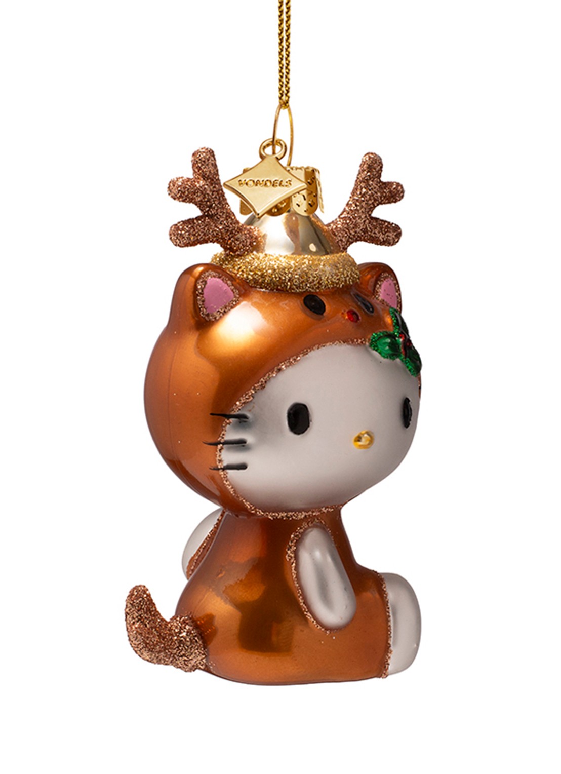 Vondels Hello Kitty Rendier kersthanger 9,5 cm - voorkant 4 brons
