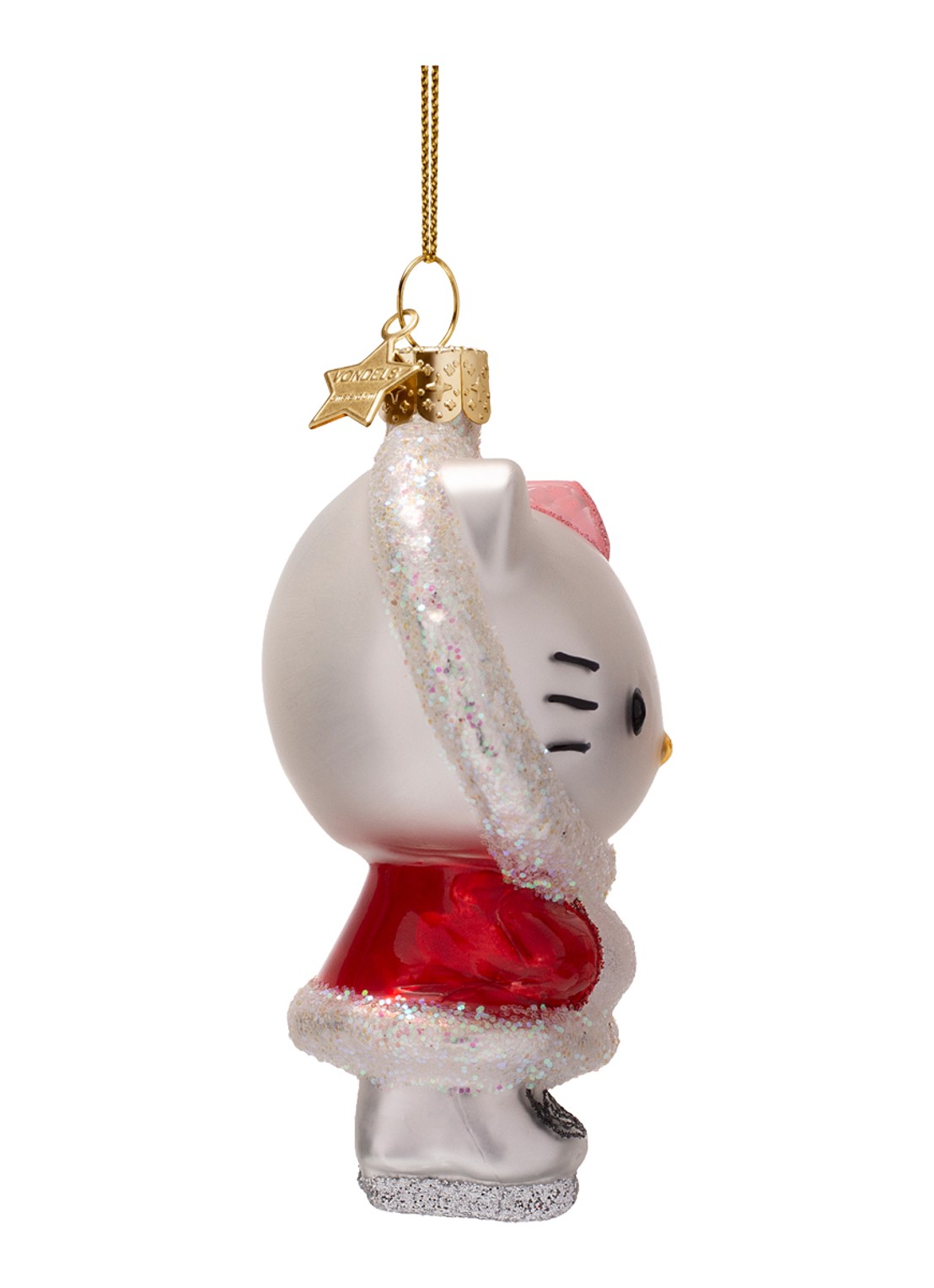 Vondels Hello Kitty schaatsen kersthanger 9,5 cm - detail 2 rood