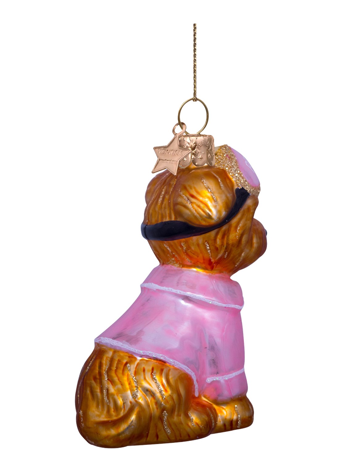 Vondels Hond met pyjama en slaapmasker 8,5 cm - detail 2 roze