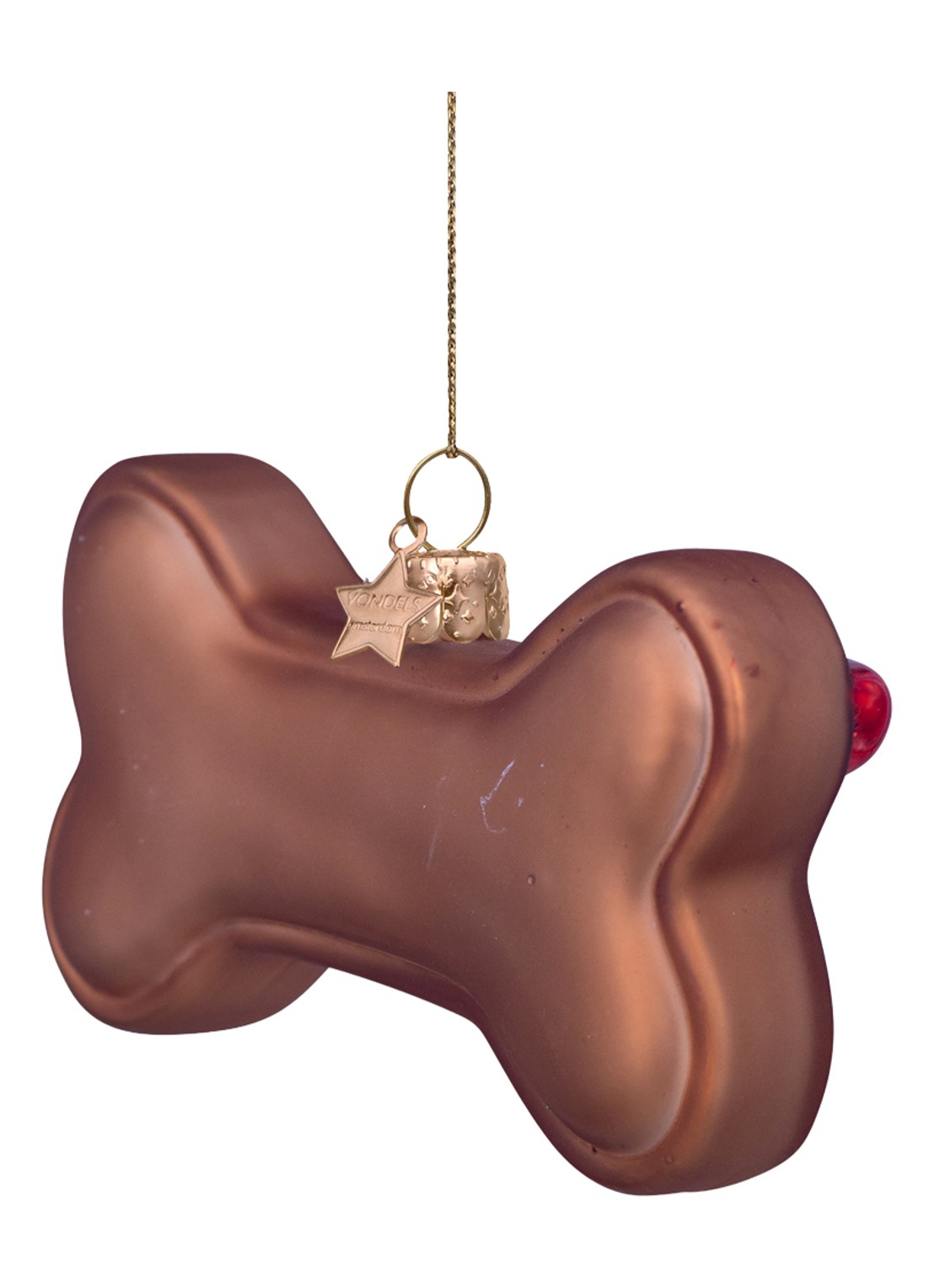 Vondels Hondenbot kersthanger 5 cm - detail 3 bruin