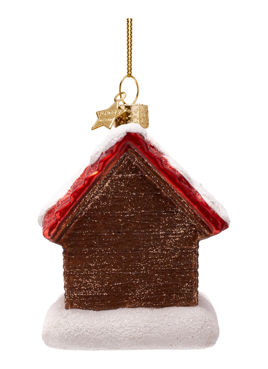 Vondels Hondenhuis kersthanger 8,5 cm - achterkant 5 bruin