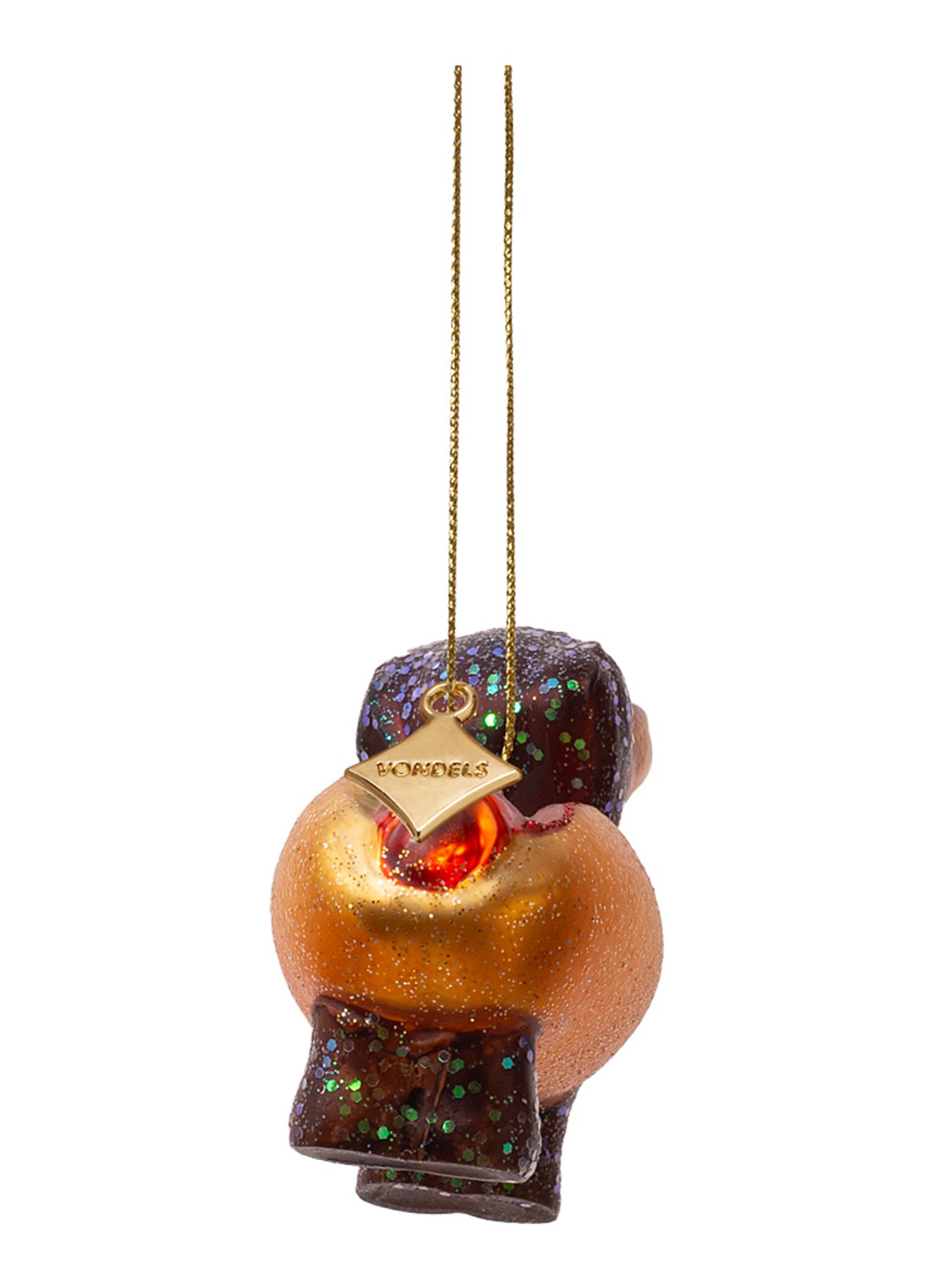 Vondels Hotdog Teckel kersthanger 6 cm - achterkant 2 bruin