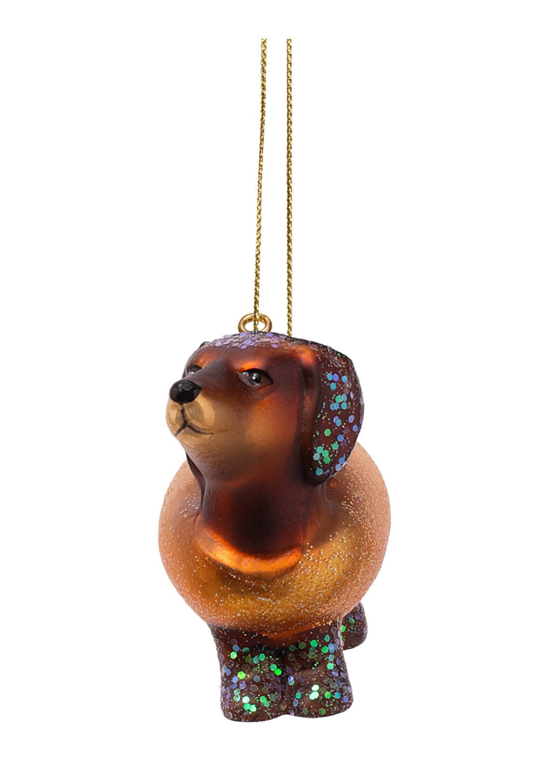 Vondels Hotdog Teckel kersthanger 6 cm - voorkant 4 bruin