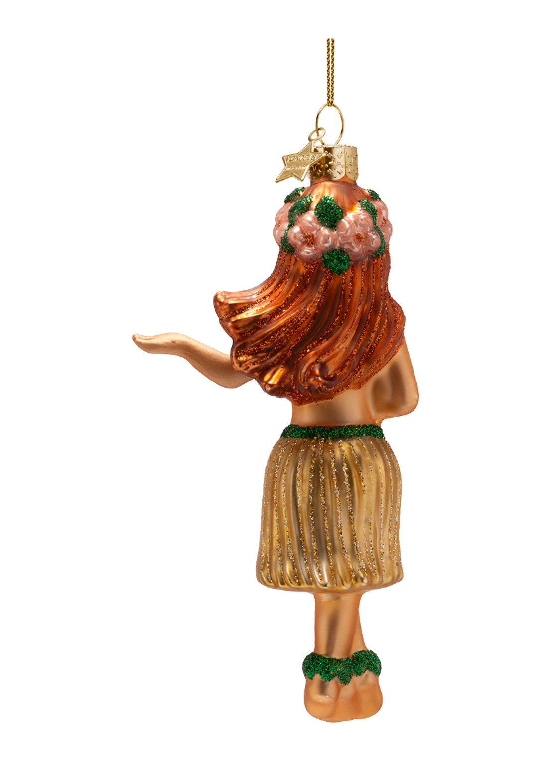 Vondels Hula meisje kersthanger 13,5 cm - achterkant 3 brons
