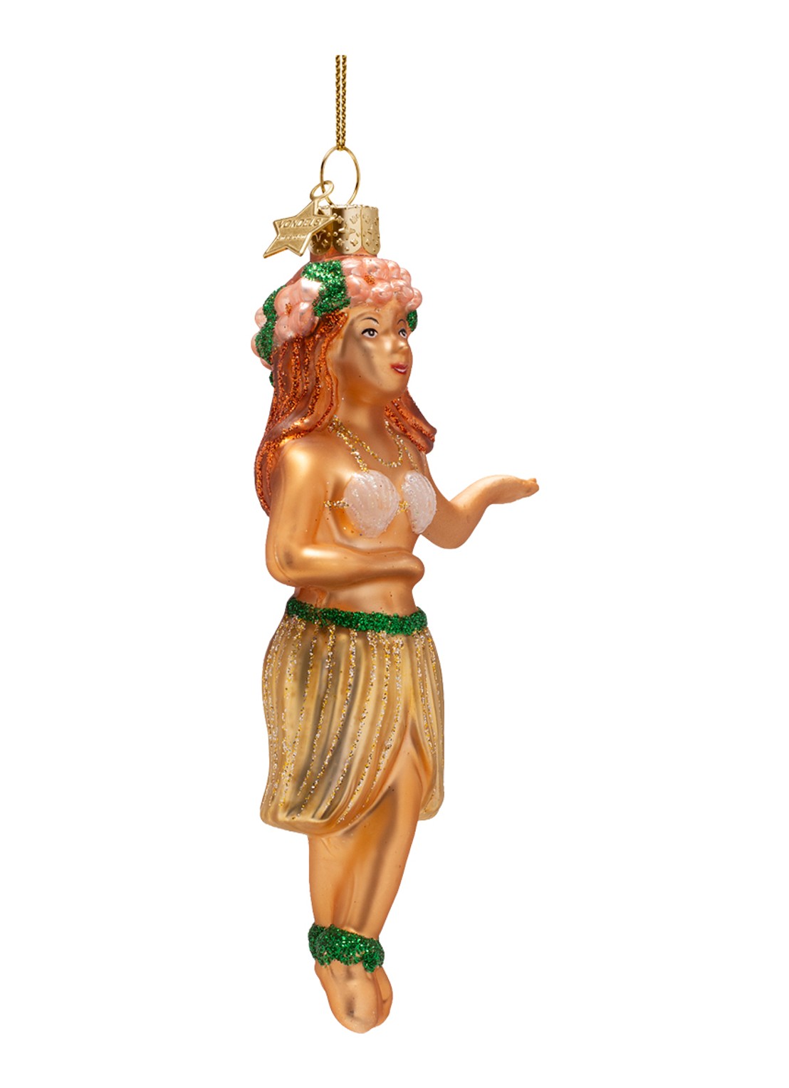 Vondels Hula meisje kersthanger 13,5 cm - voorkant 2 brons